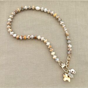 Modern Stone Necklace with Charm